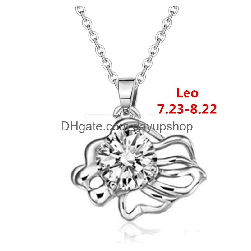 Pendant Necklaces 12 Constellation Zodiac Sign Necklace Horoscope Zircon Stainless Steel Jewelry Galaxy Libra Astrology Gift With Reta Otnp7