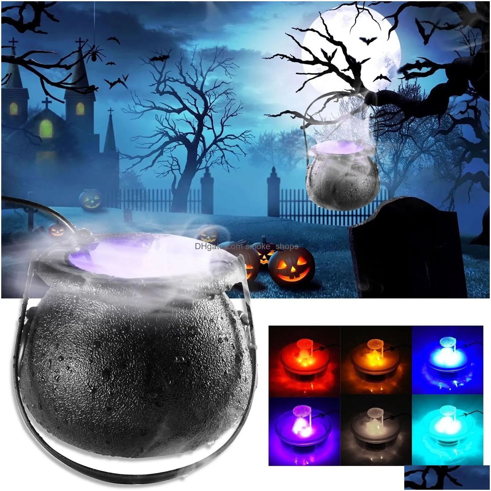 party masks halloween witch pot smoke machine mist maker fogger water fountain fog changing prop diy decorations 230802