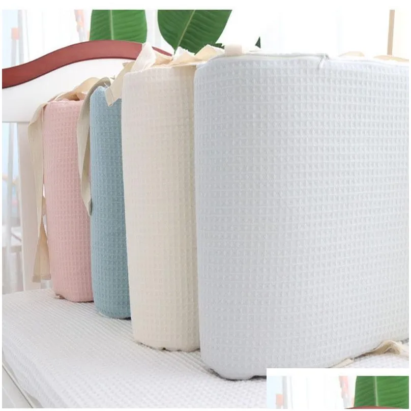 Bed Rails 100 Waffle Crib Bumper Pads born Baby Around Cushion Cot Protector Pillows Room Decor 200x28cm 221130