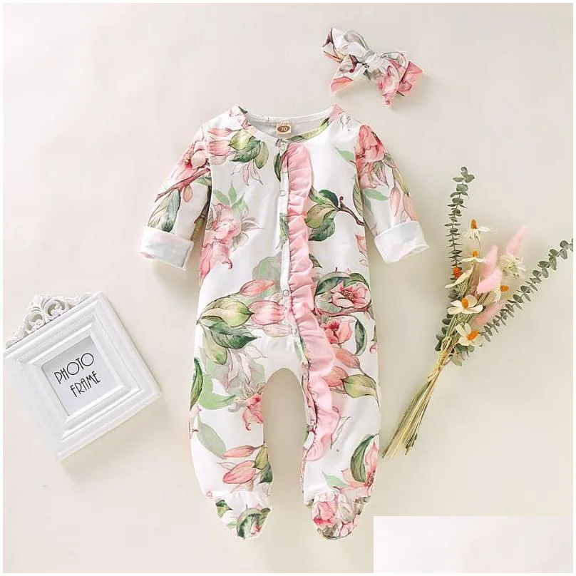 Clothing Sets X Kids Born Babys Infant Baby Girl Boy Footed Sleeper Romper Headband Clothes Outfits Set 0-18 Months Jumpsuit Drop Del Dhsyr