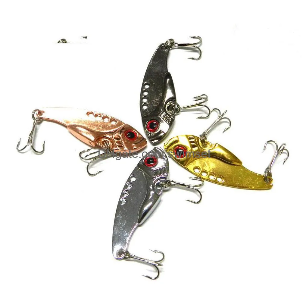 100Pcs Fishing Lure Blade Metal Vib Bait With 10 Hooks Tackle Spoon Lures Vibe Drop Delivery Dhuxa