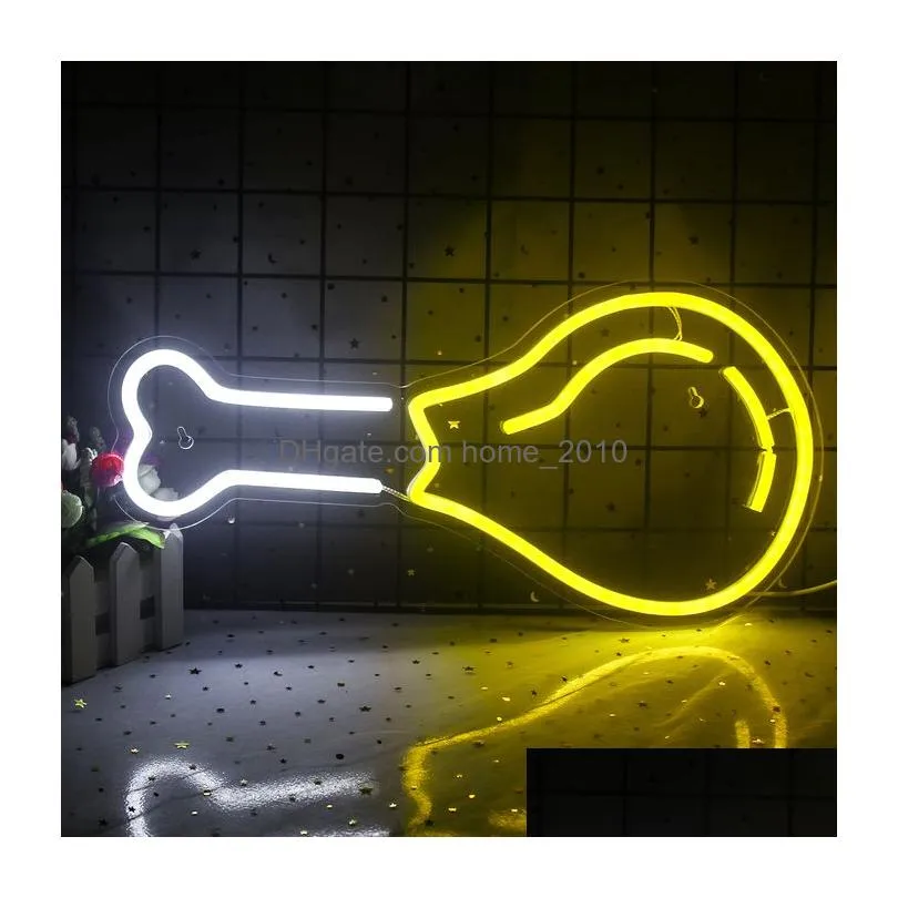 decorative objects figurines wanxing neon sign fries hamburger shaped wall hanging led lighting lamps usb switch party restaurant shop kawaii room decor