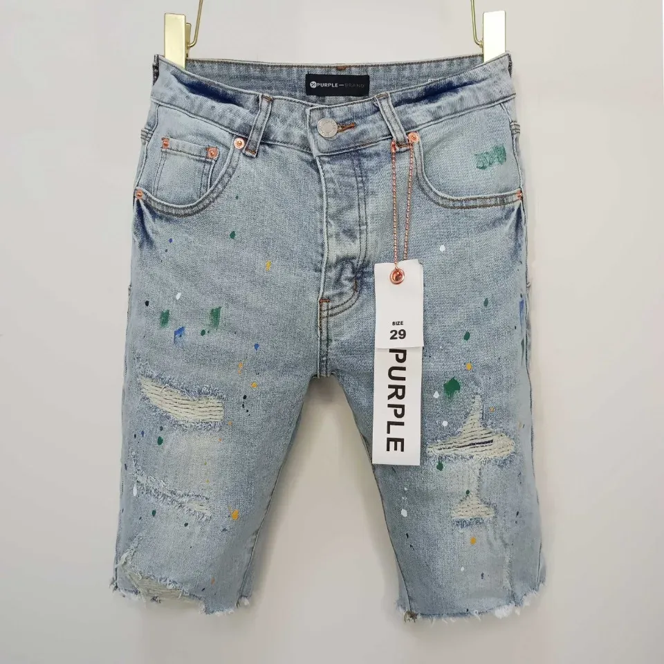 24SS Summer New Jeans Shorts Men High Street Stretch Skinny Fit Plus Size Hip Hop Hole Denim Shorts Beach Pants