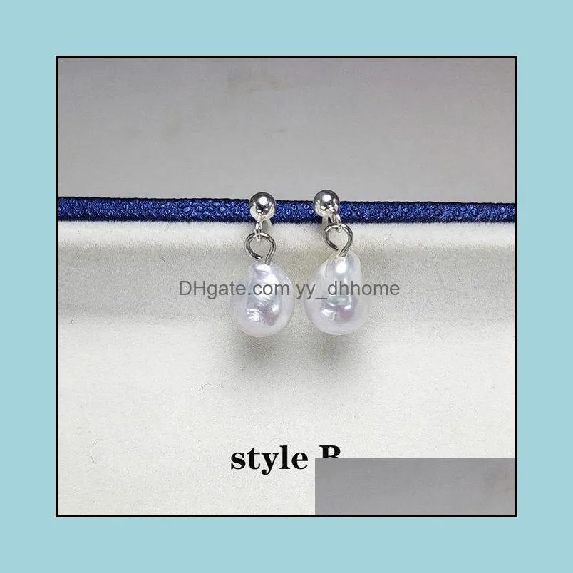 Stud Pearl Earrings S925 Sterling Sier Water Drop Baroque Earring For Women Anniversary Christmas Gift Jewelry Delivery Dhgarden Dhvct