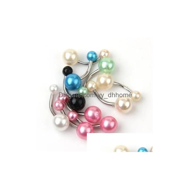 round ball pearl body jewelry stainless steel navel bell button piercing rings for women gift