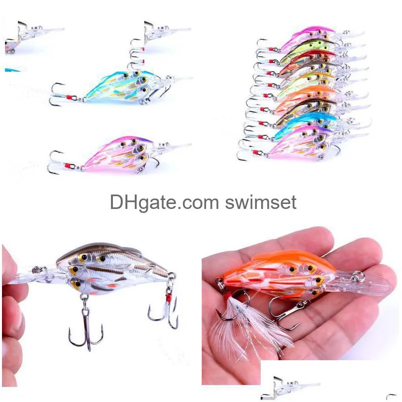 90Pcs 2.95/7.5Cm 9.3G Crankbait Group Fish Swim Bait 8 Fishes Plastic Bionic Wobbler Fishing Tackle Drop Delivery Dhymr
