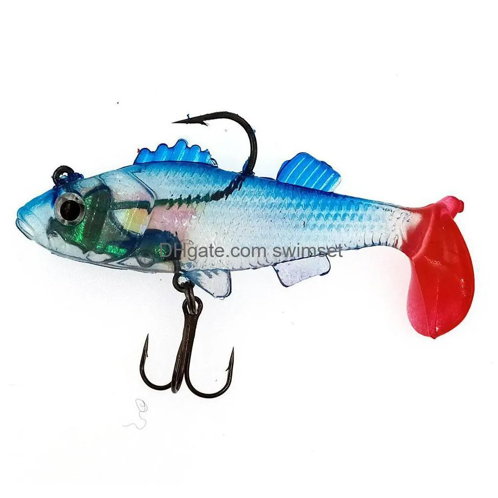 Soft Bait Jig Fishing Lure With Lead Head Fish Swimbait Treble Hook Fishhook Tackle Drop Delivery Dhzfb