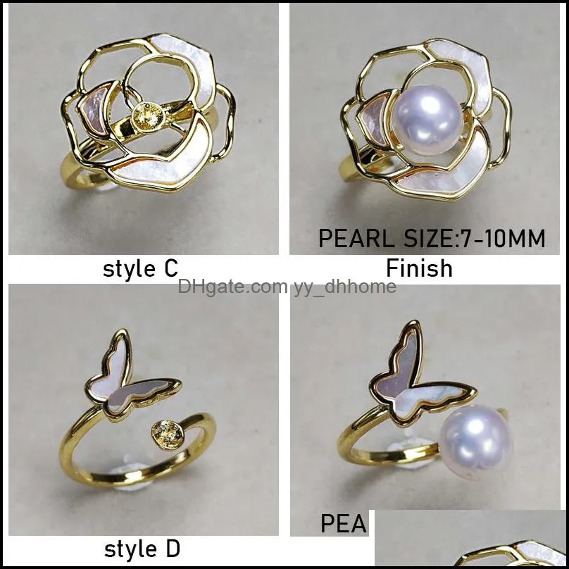 Jewelry Settings Shell Ring Freshwater Pearls Rings For Women Pearl Finger Fashion Adjustable Size Jewellery Gift Accessorie Dhgarden Dhhqw