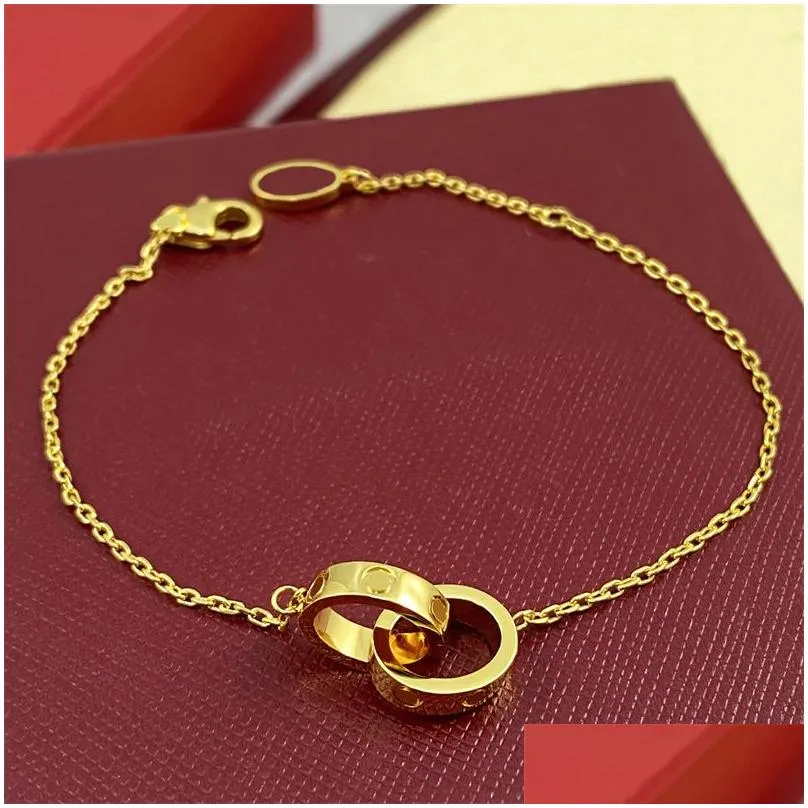 designer women gold bracelet luxury design Love jewelry 18k gold silver rose plated custom diamond charms stainless steel chains