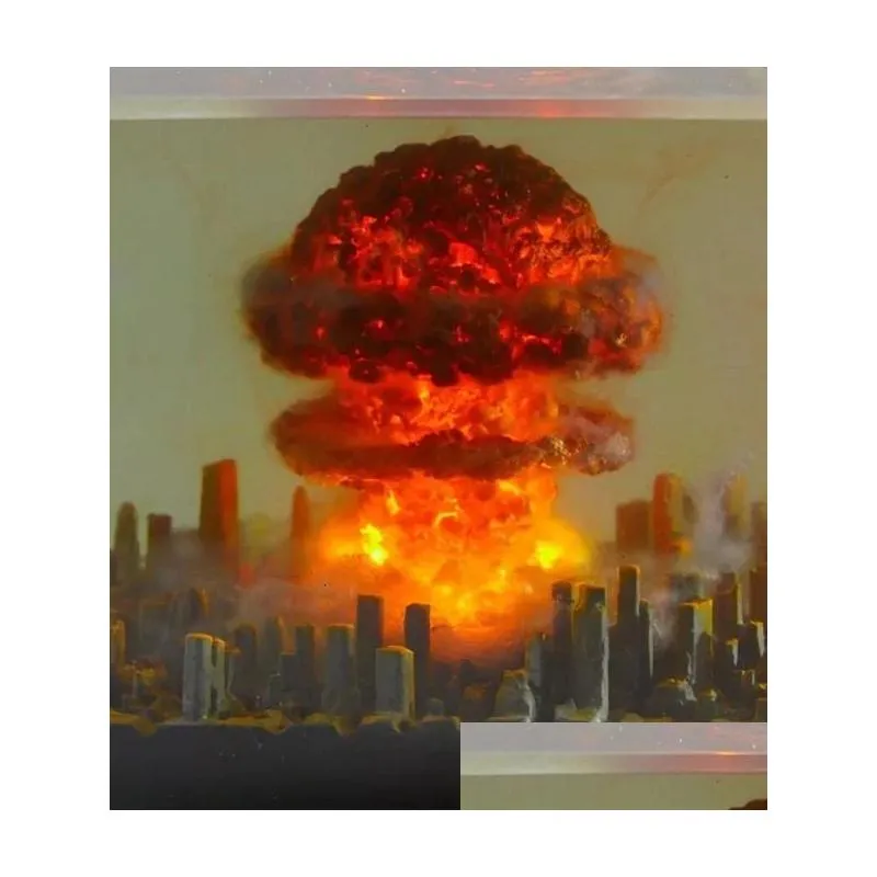 Decorative Objects Figurines Nuclear Explosion Bomb Mushroom Cloud Lamp Flameless For Courtyard Living Room Decor 3D Night Light Rechargeable