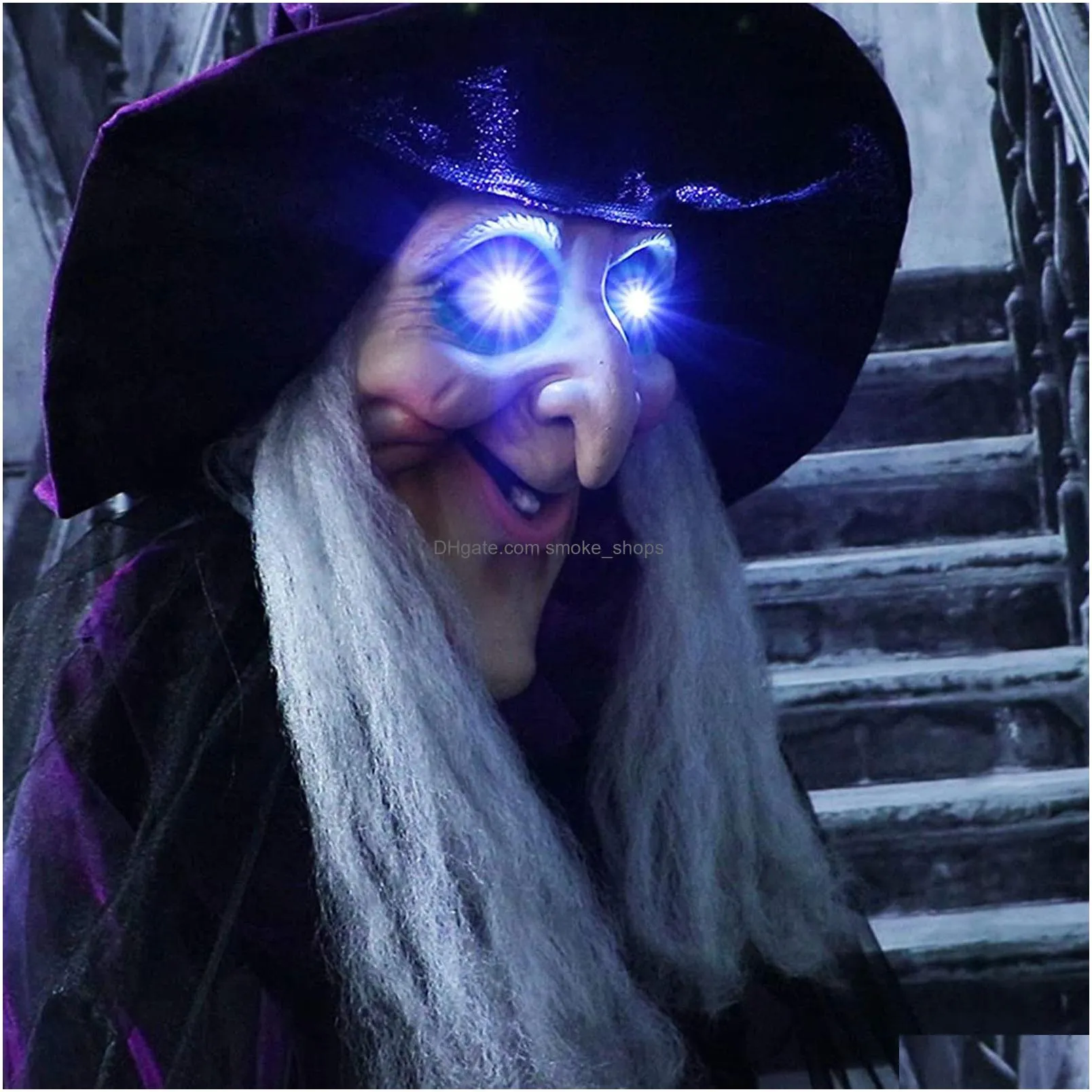 party masks halloween decor animated purple witch hanging house prop decorations led eyes 230802