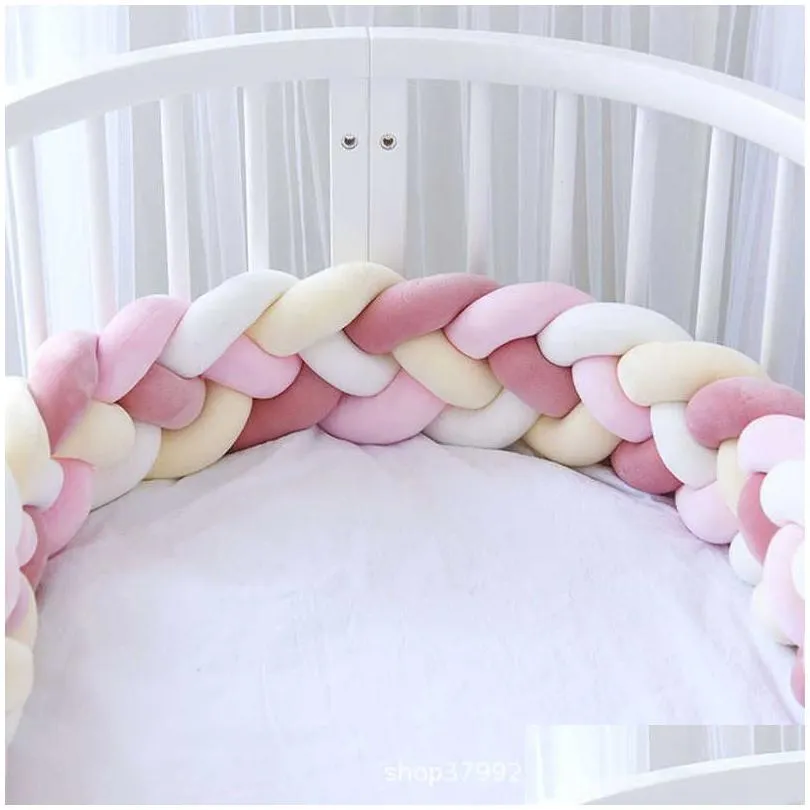 1M/2M/ born Cot Bumper Baby Braid KnotCradle Braid Crib Bumper Baby Decorations Baby Room Crib Bebe Infant Knot Pillow Room 210812