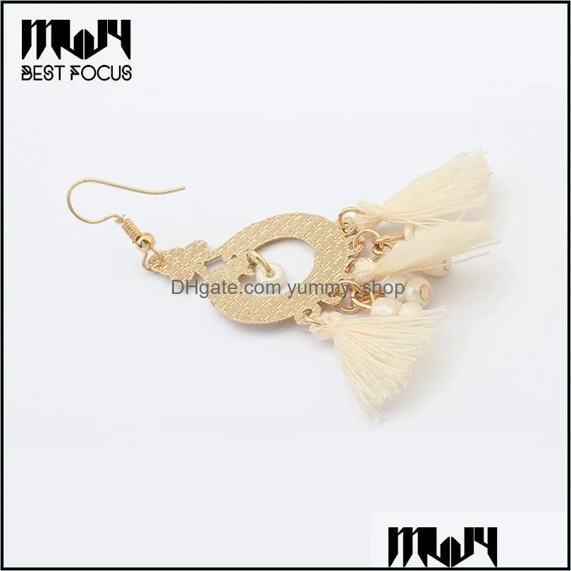 Dangle & Chandelier Stylish Romantic Ethnic Earrings For Women Gold-Plated Tassel Drop Earring Jewelry Bohemia Stud 12 Pair/ Dhgarden Dhbfg