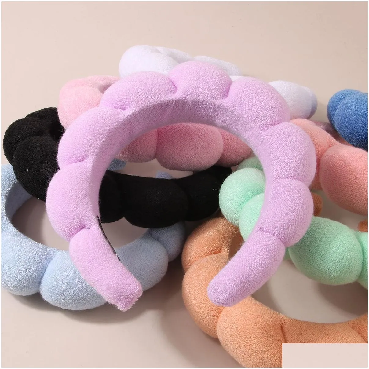 Fashion Sponge Headband for Women Girls Puffy Hair Band Makeup Bubble Retro Cloth Headbands Hair Accessories Headwear 021