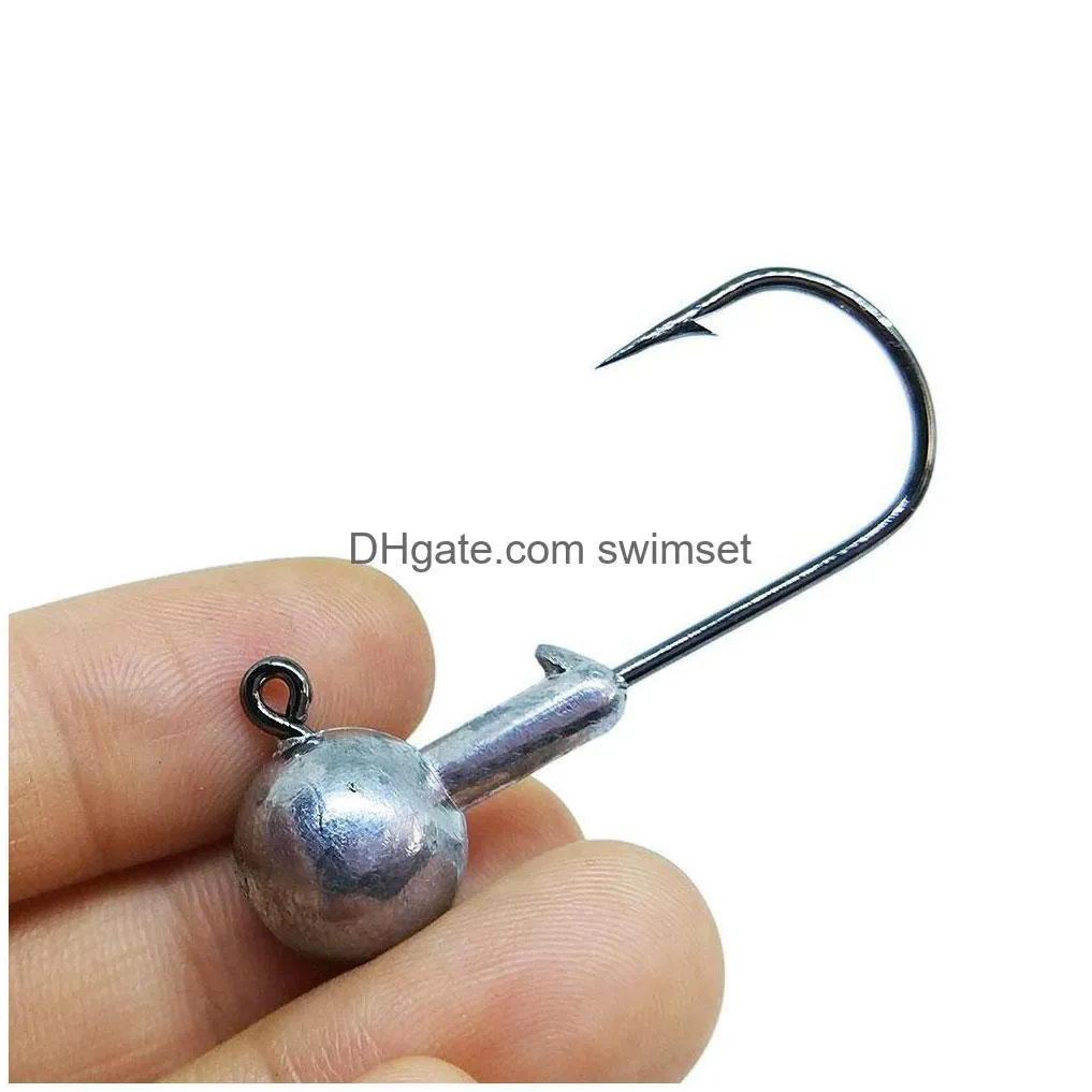 20-50Pcs Jig Head Fishing Hook 1.5G-20G Carp Jigging Unpainted Lead Jighead Fishhooks High Carbon Drop Delivery Dhi4E