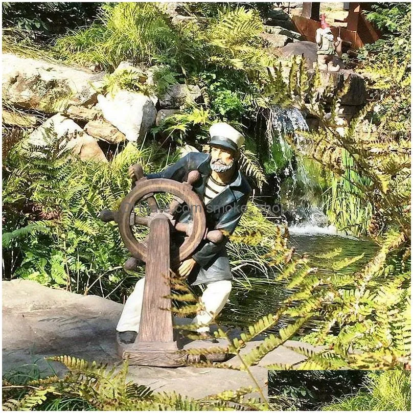 decorative objects figurines in old man the sea captain helm boat nautical beach large statue 230817