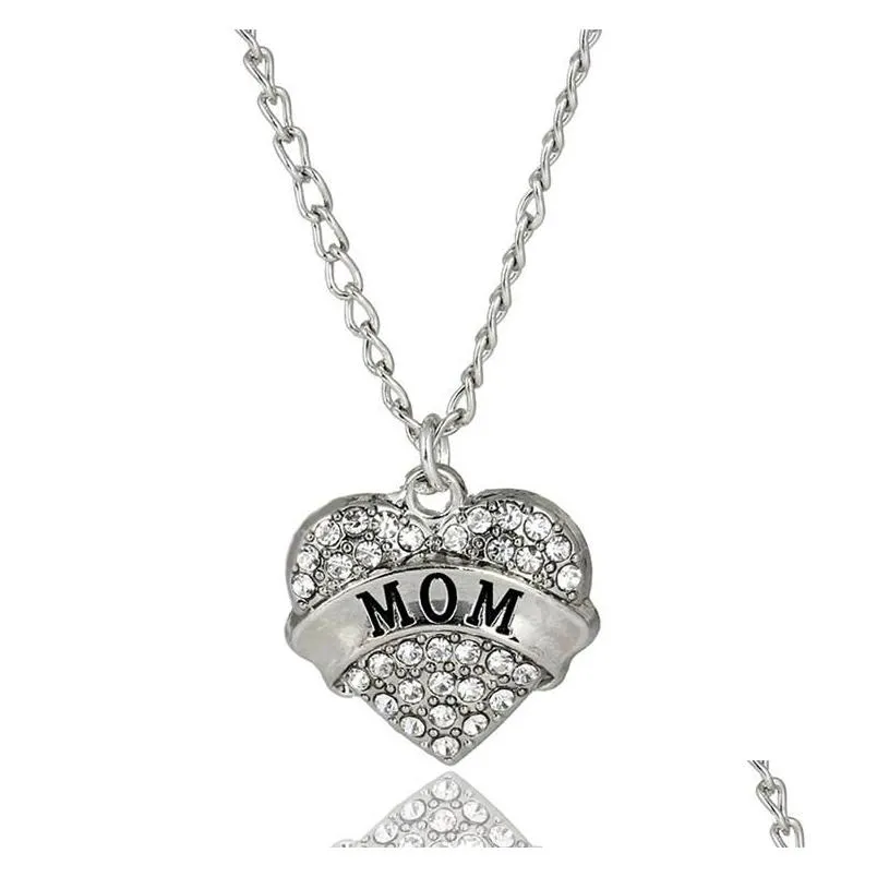 10 style Mother Day gift Mom Daughter Sister Grandma Nana Aunt Family Necklace Crystal Heart Pendant Rhinestone necklace