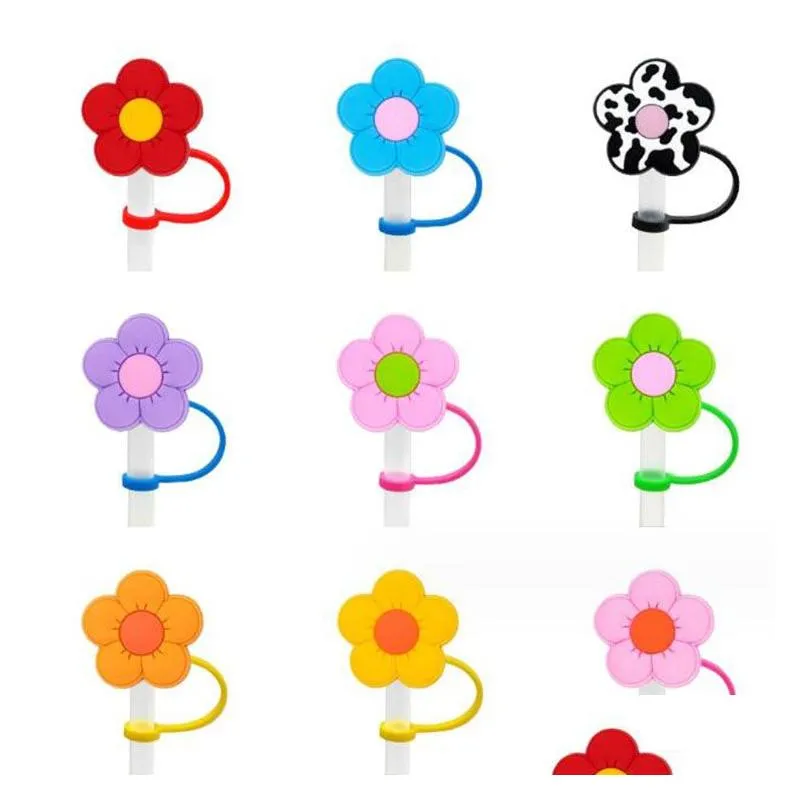 flowers styles straws toppers cover cap colorfuls Pvc straw protection sheath dust plug for 7-8mm drink straws charms