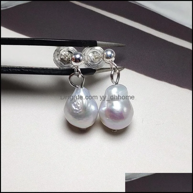 Stud Pearl Earrings S925 Sterling Sier Water Drop Baroque Earring For Women Anniversary Christmas Gift Jewelry Delivery Dhgarden Dhvct