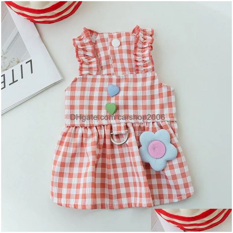 dog apparel puppy summer fashion cute plaid traction strap skirt pet clothing dress dogs clothes cat small print girl yorkshire