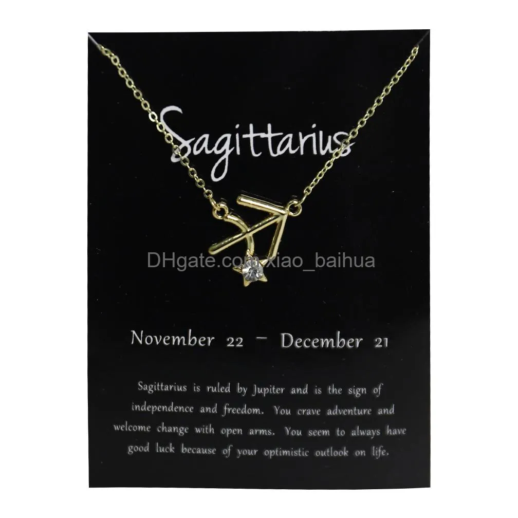 Pendant Necklaces Ins Style Minimalist Accessory Design Sense 12 Constellation Zodiac Sign Necklace Horoscope Jewelry Galaxy Libra Ast Otk7M