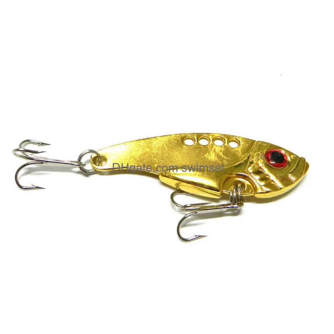 8Pcs Metal Vib Lures 5.5Cm/11G Vibrations Spoon Lure Fishing Bait Bass Artificial Cicada Vibe Drop Delivery Dhhdv
