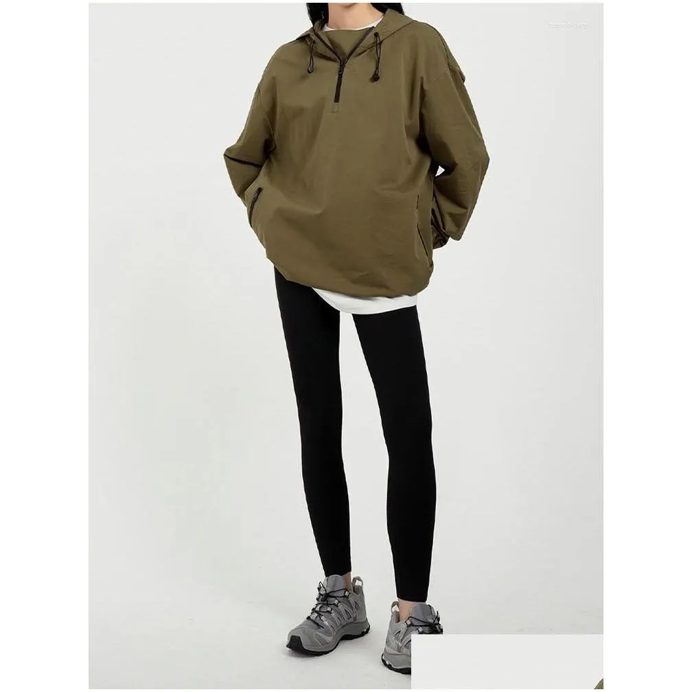 Women`s Jackets Light Weight Windproof Zip Hooded Pullover Lyocell Cotton Outdoor Clothes Women Autumn