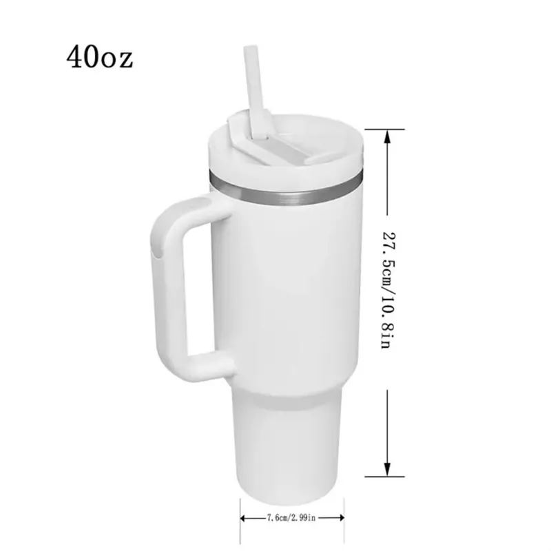 Quencher 40oz Tumblers H2.0 Stainless Steel Cups Silicone handle Lid Straw 2nd Generation Car 40 oz mugs Water Bottles
