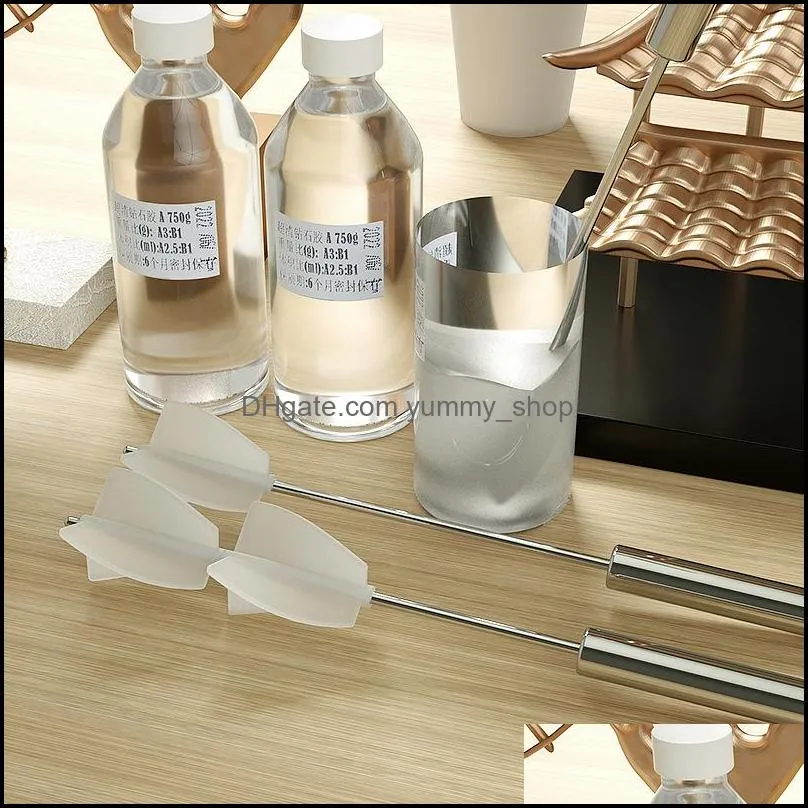 Other Manual Stirring Rod Diy Epoxy Resin Glue Mixing Jewelry Tools Stainless Steel Stirrer Handle Propeller Sile Mold Drop Dhgarden Dhhmw