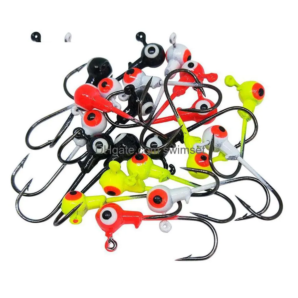 Fishing Lures Jig Heads With Double Eye Ball Head Sharp Hooks For Bass Trout Freshwater Saltwater Mti Pack Drop Delivery Dhgbj
