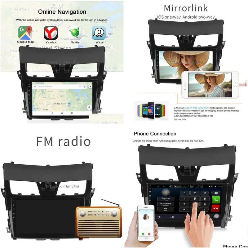 android 9.1 10.1 car radio stereo mp5 player for nissan altima 2013-2018 gps navigation wifi bluetooth hands car multimedia