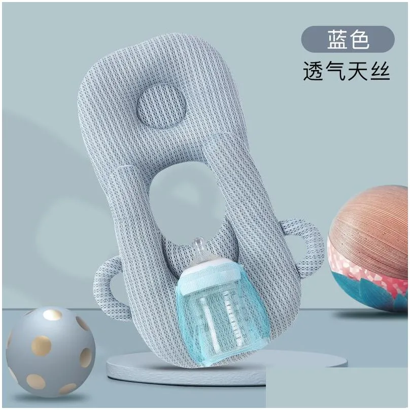 Pillows Infant Baby Girls Self Feeding Nursing Pillow Ushape With Fixed Bottle Bag Double Ears Handle Accessory Born Drop Delivery Dhdjz