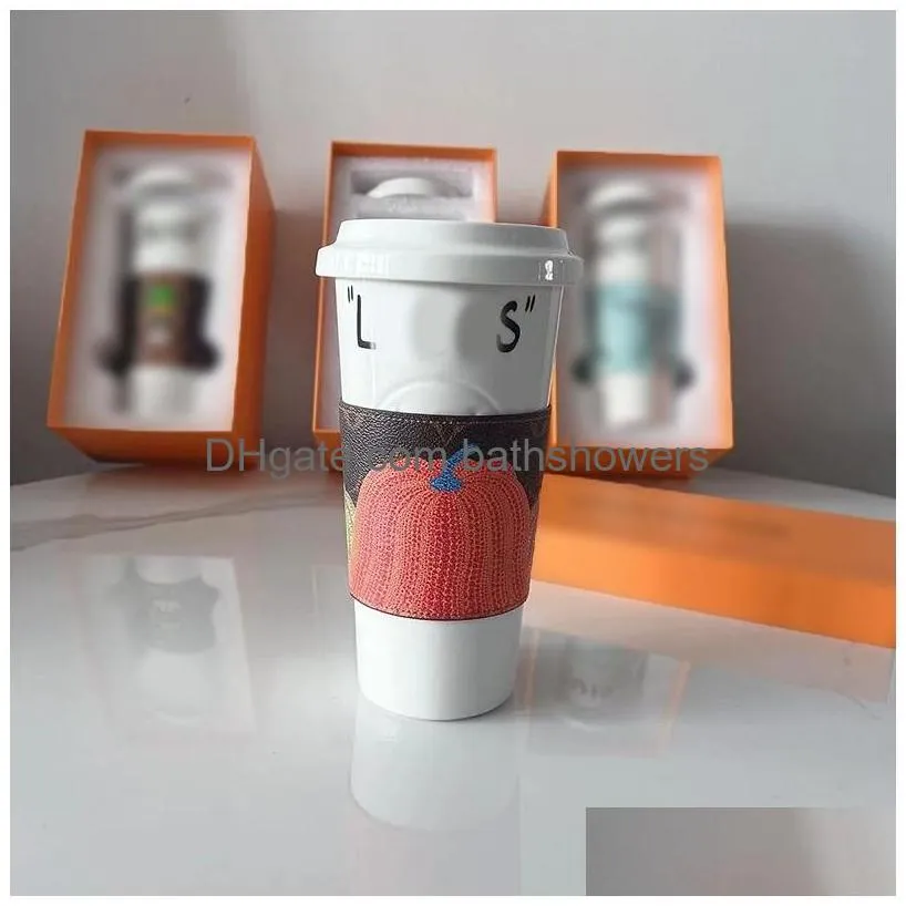 Designer Drinkware Fashion Ceramic Cup With Lid Gift Box High-End Coffee Womens Mens Cups Tumblers Drop Delivery Dhdgp