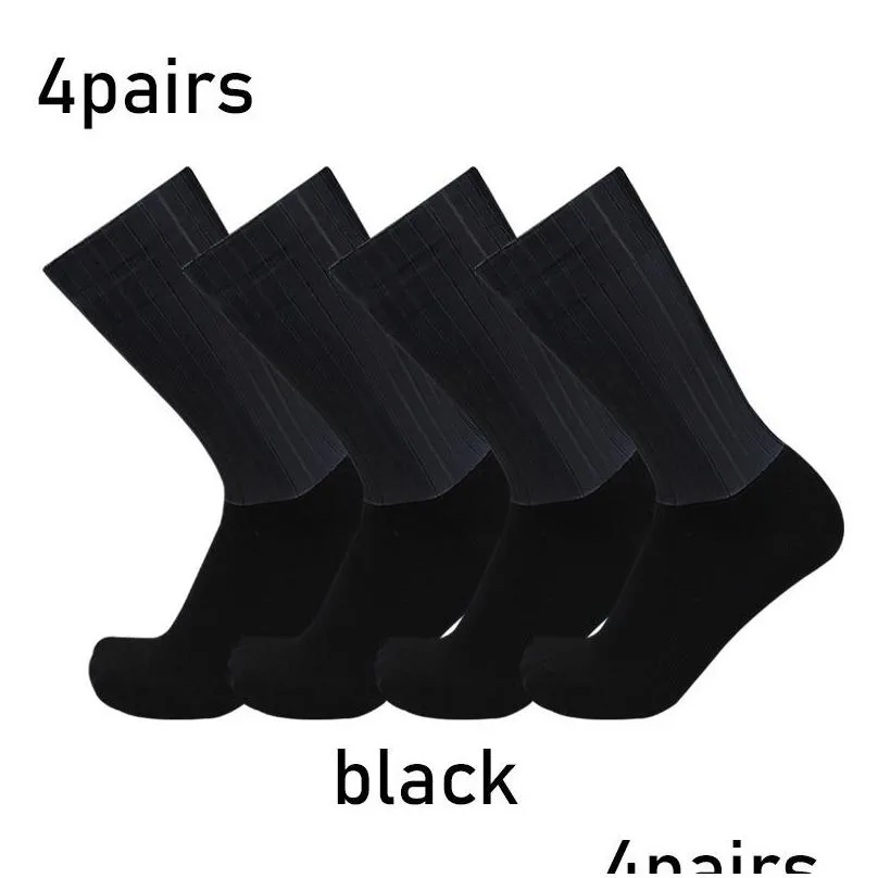 Socks & Hosiery 4Pairsset Aero Pure Color Cycling Sports Sile Nonslip Pro Racing Bicycle Summer Cool Calcetines Ciclismo 230625 Drop Dhch7