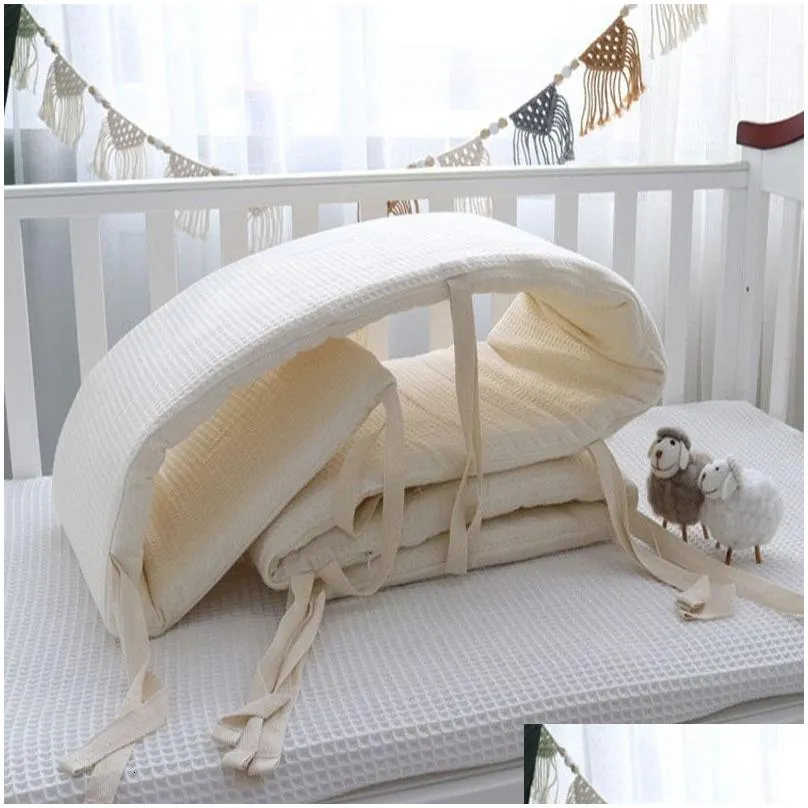 Bed Rails 100 Waffle Crib Bumper Pads born Baby Around Cushion Cot Protector Pillows Room Decor 200x28cm 221130