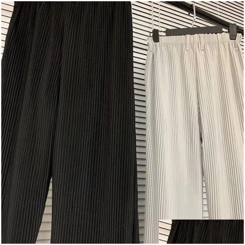 Pleated Sweatpants Men Women 1 high quality Solid Color Joggers Drawstring Streetwear Pants trousers