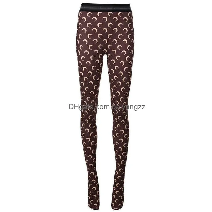 crescent moon print solid color leggings summer women trousers 2 kind style chic bodycon pants outfits s-xl q0527