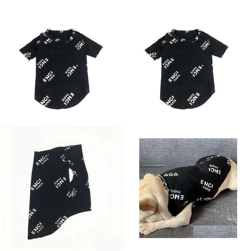 Luxury designer dog black short sleeve summer breathable pet vest letter logo printed cat T-shirt Schnauzer pet cute clothing