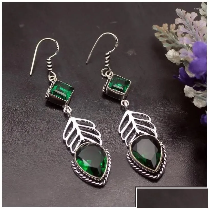 Dangle Chandelier Earrings Hermosa Amazing Coming Vintage Greentopaz For Women 2 5/8 Inch A87 Drop Delivery Jewelry Ot8Bu