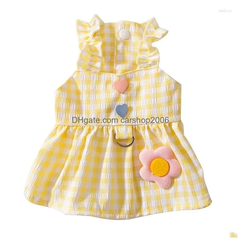 dog apparel puppy summer fashion cute plaid traction strap skirt pet clothing dress dogs clothes cat small print girl yorkshire