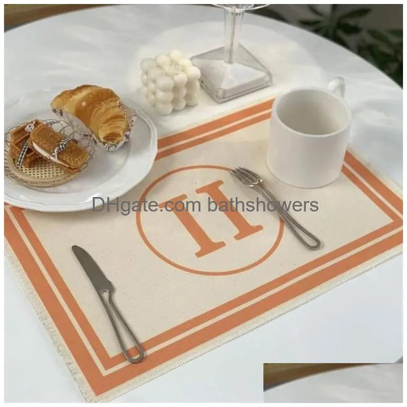 Designer Table Cloth Placemat Linen Fashion Restaurant Mat Imitation Water Luxury Dining Tables Decoration Home Textiles Coaster Drop Dh7L3