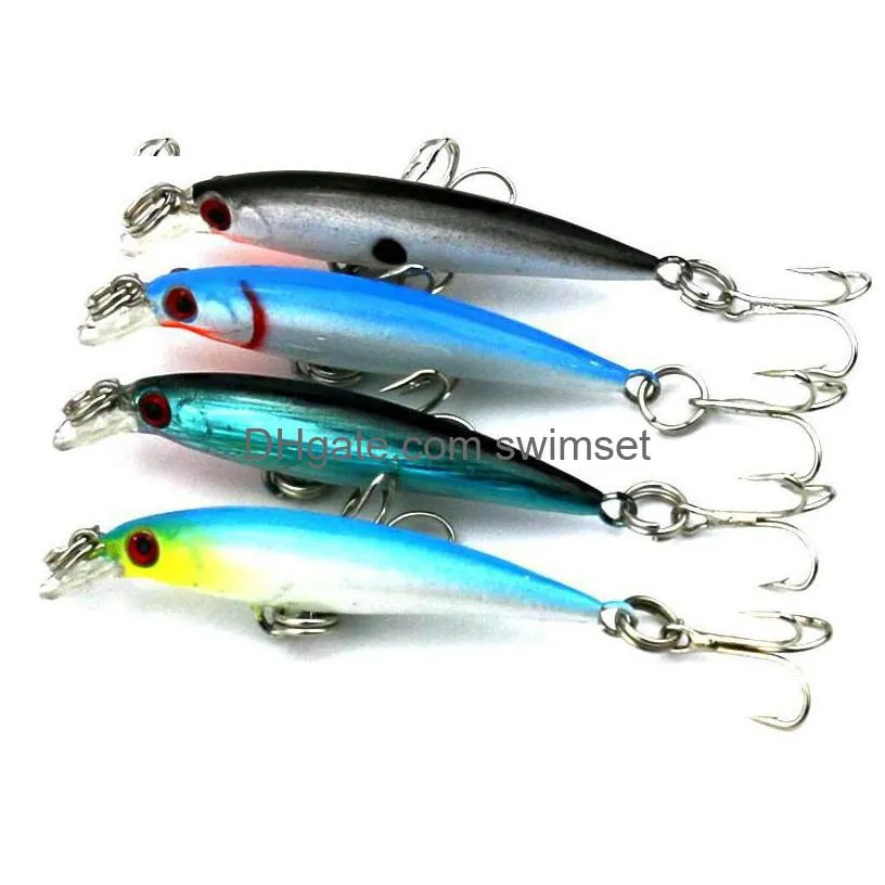 8 Pieces Fishing Lure Lifelike Minnow Hard Baits 3D Eyes Crankbait Wobblers Carp Peaca Tackle Drop Delivery Dhuzn