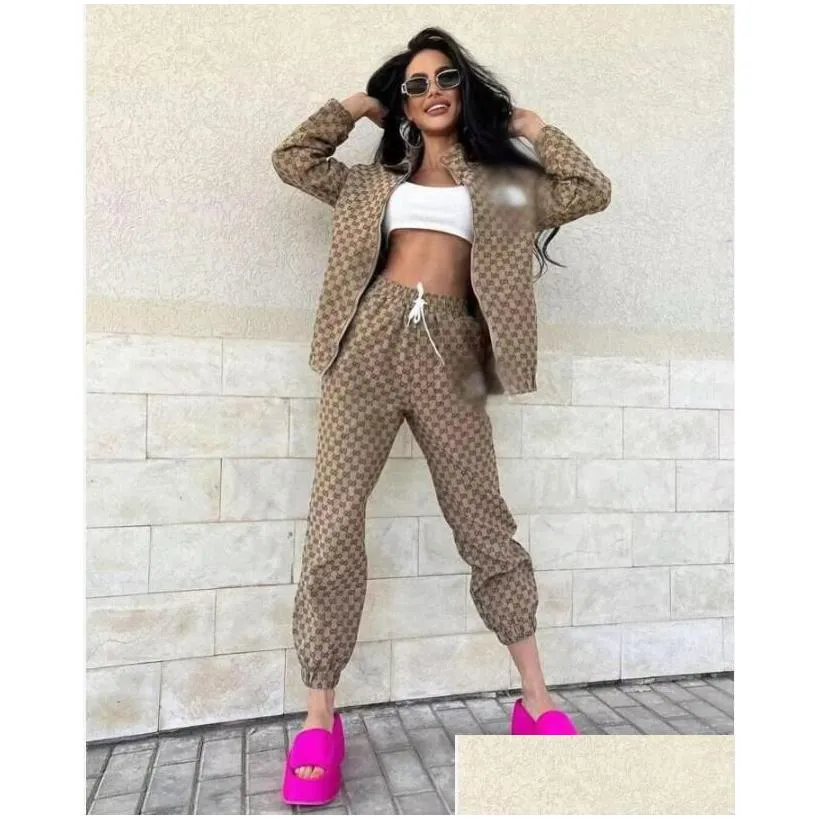 New brand for Women`s Two Piece Pants Tracksuits Casual Fashion girls printed Two-piece Jogger Set jacket + pant Ladies Tracksuit Sweat