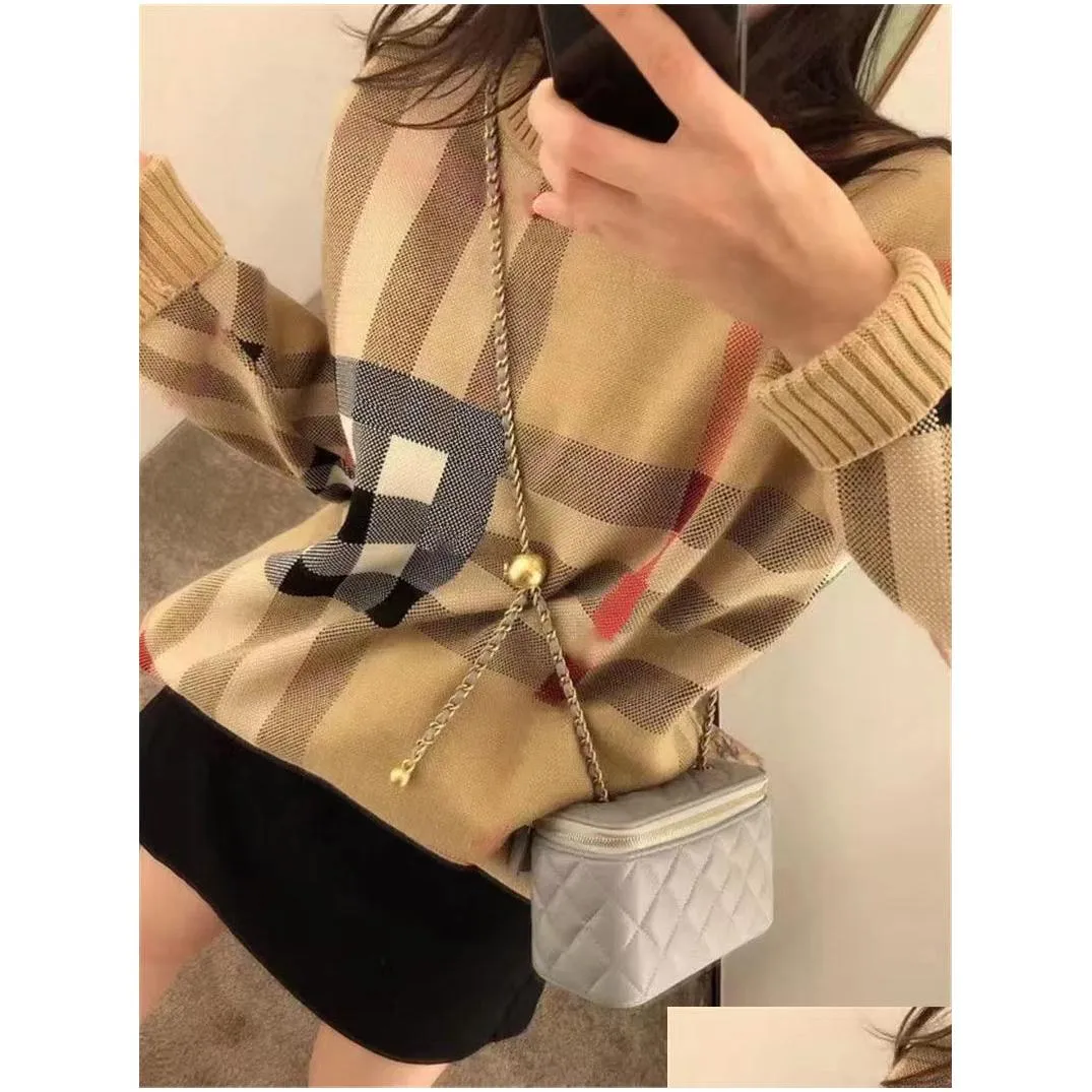 Sweater Women`s Autumn Round neck striped fashion Long Sleeve Women High End Jacquard Cardigan knitting Sweaters Coats s-xl