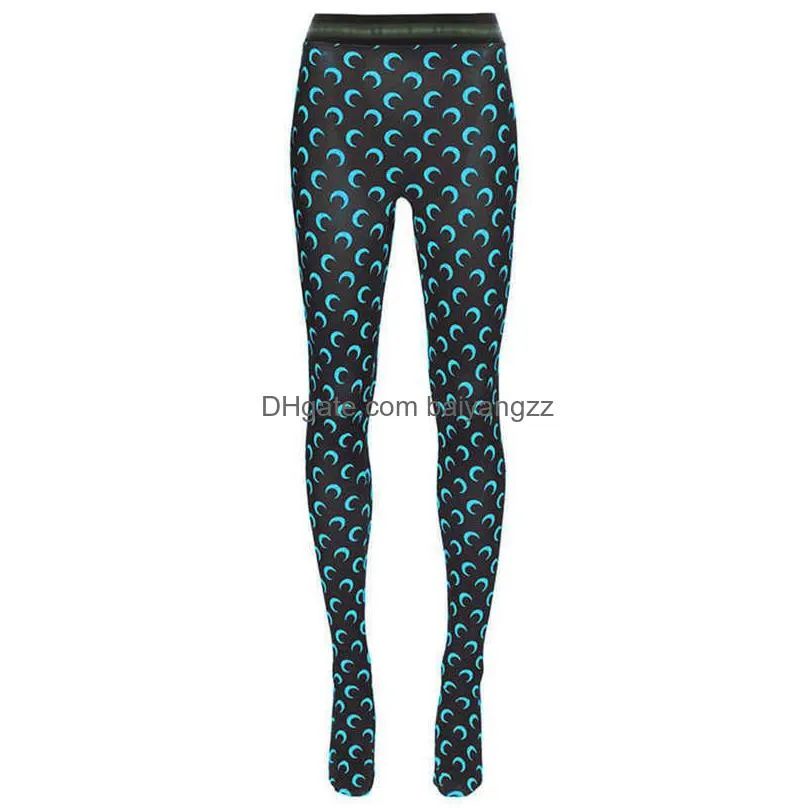 crescent moon print solid color leggings summer women trousers 2 kind style chic bodycon pants outfits s-xl q0527