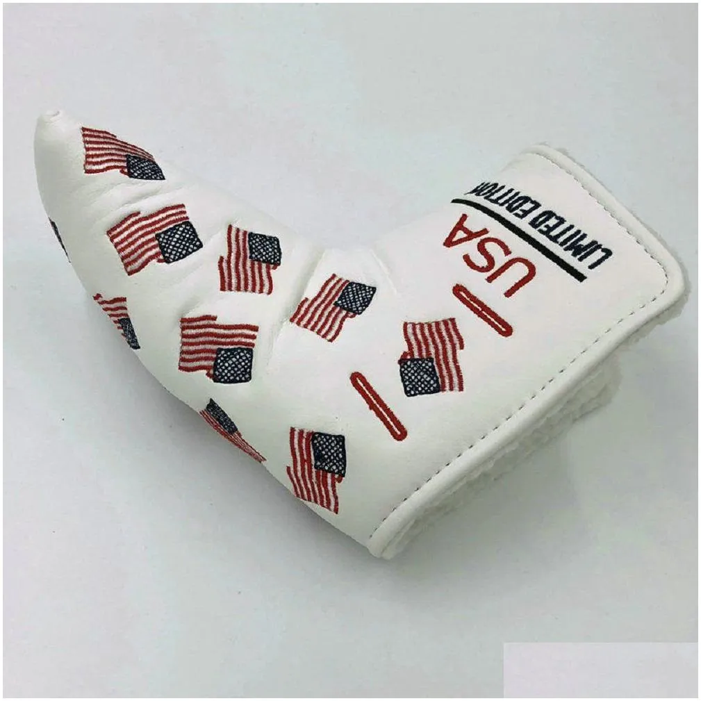 New Arrival PU Leather USA Flag Limited Edition Golf Club Blade Putter Head Covers Headcover Christmas Birthday Business Gift