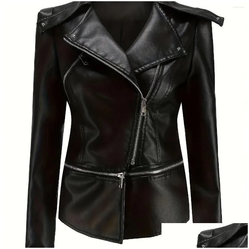 Women`s Jackets Womens Leather Coats Autumn And Winter Motorcycle Jacket Coat Two Wear Zipper