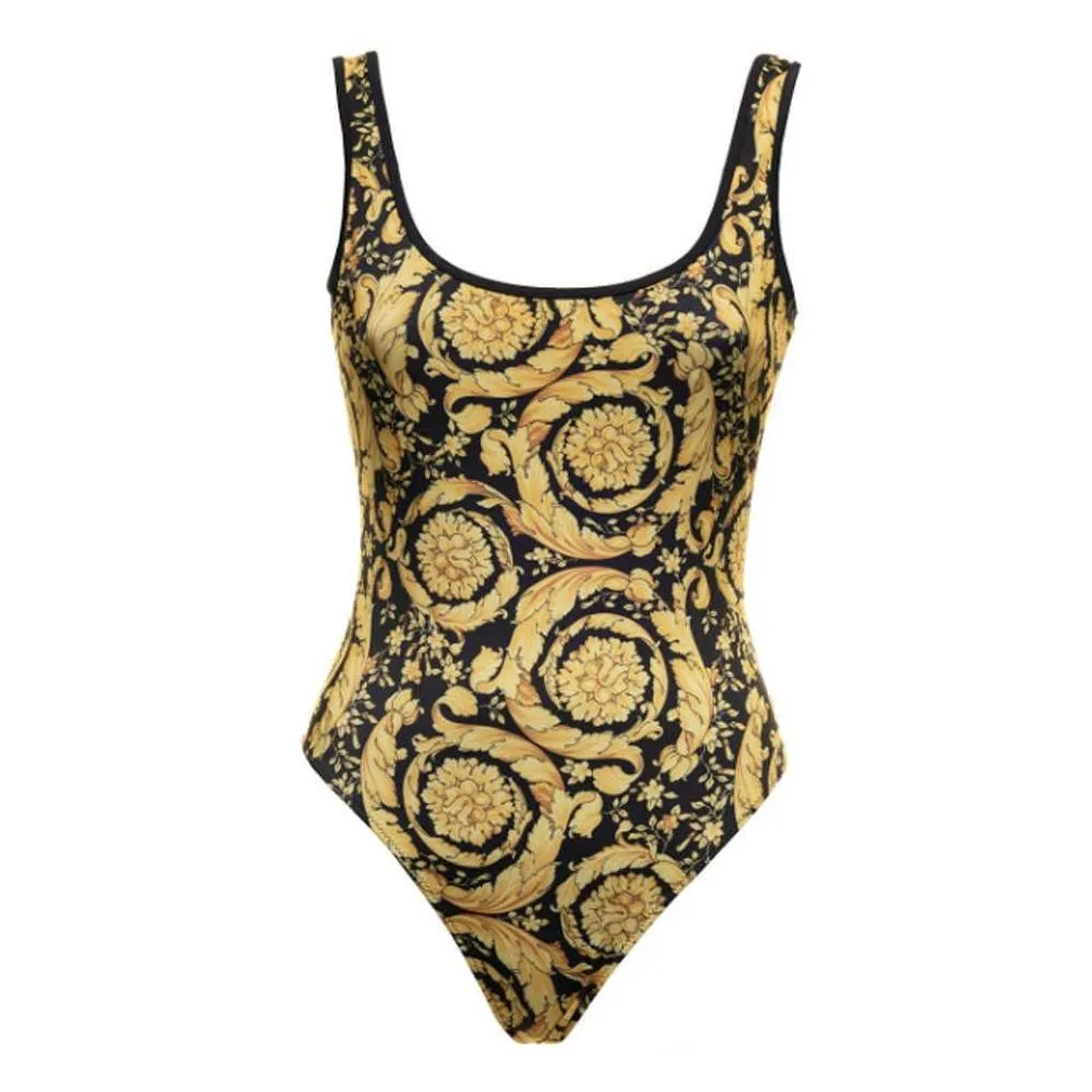 Casual Dresses Female Retro Swimsuit Gold Backless Swimwear Vintage Holiday Beach Dress Designer Bathing Suit Summer Surf Wear Women Beachwear