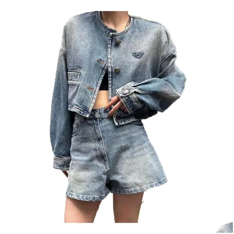 Women Jacket Designer Women Denim Jackets Slim Style Parkas For Lady With Letter Zippers Button Budge Spring Autumn Coat Jeans Fashion