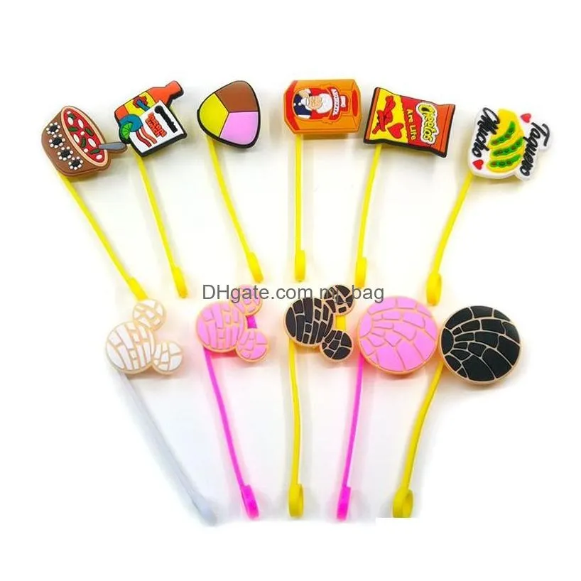 Drinking Straws Sts Custom Mexican Style Soft Sile St Toppers Accessories Er Charms Reusable Splash Proof Dust Plug Decorative 8Mm Par Dhwur